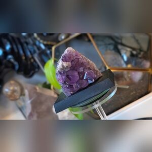 Amethyst & Druzy Calcite Crystal on Stand